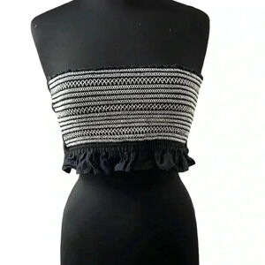 Blush Embroidered Boho Ruffle Halter Crop Top Size M